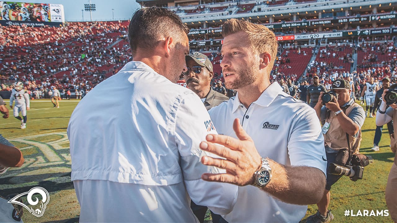 San Francisco 49ers head coach Kyle Shanahan walks up the sideline during  an NFL football game against the Los Angeles Rams, Monday, Nov. 15, 2021,  in Santa Clara, Calif. (AP Photo/Scot Tucker