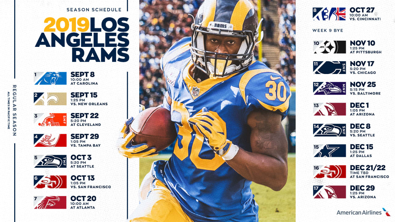 Los Angeles Rams 2019 uniform schedule