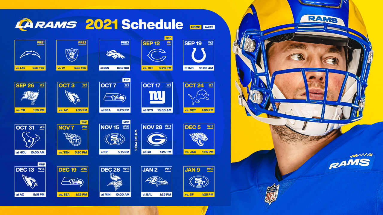 LA Rams uniform schedule for 2021 season