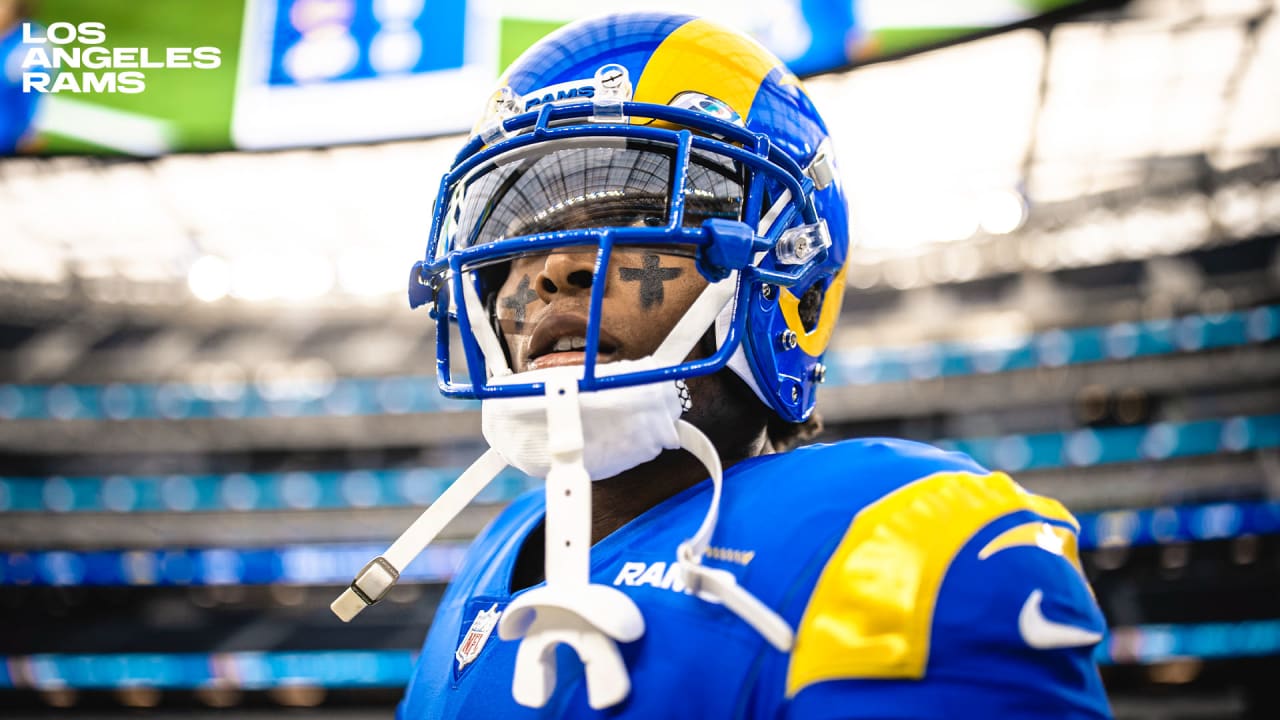 Los Angeles Rams cornerback Jalen Ramsey (5) grabs the jersey of