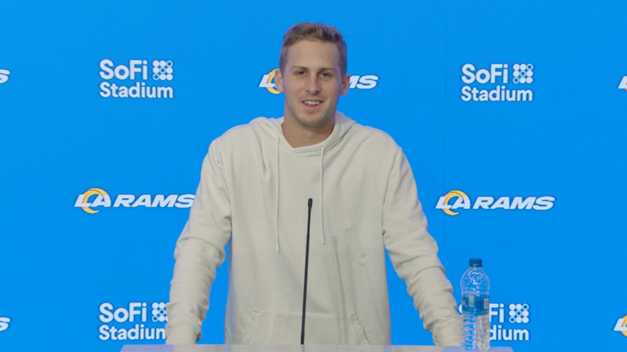 LA Rams quarterback Jared Goff wears FAMU shirt to press conference