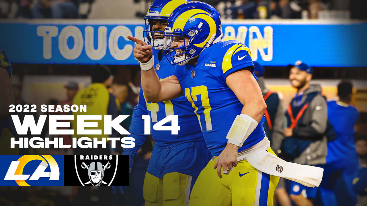 Highlights: Rams' top plays in Week 14 win vs. Raiders  quarterback Baker  Mayfield's game-winning touchdown, linebacker Ernest Jones' interception &  more