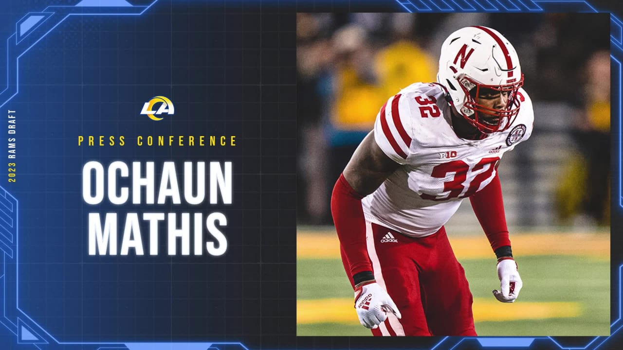 Los Angeles Rams outside linebacker Ochaun Mathis reacts to being
