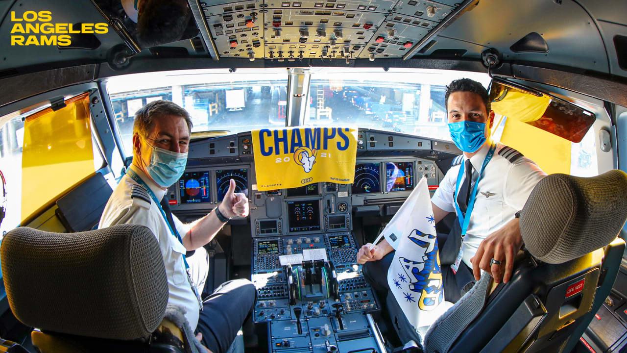 PHOTOS: Rams take over commercial flight heading to Tampa Bay for