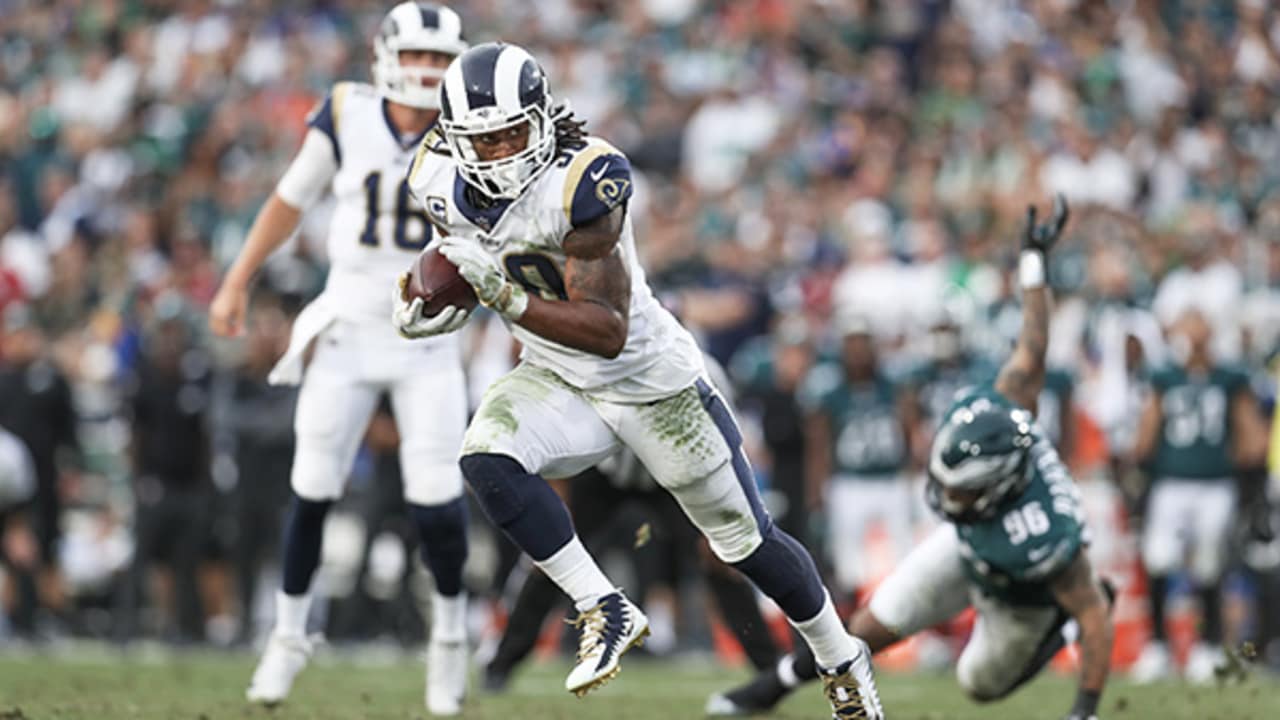 Philadelphia Eagles wide receiver Nelson Agholor catches a pass as Los  Angeles Rams cornerback Nickell Robey-Coleman looks on during the second  half of an NFL football game Sunday, Dec. 10, 2017, …