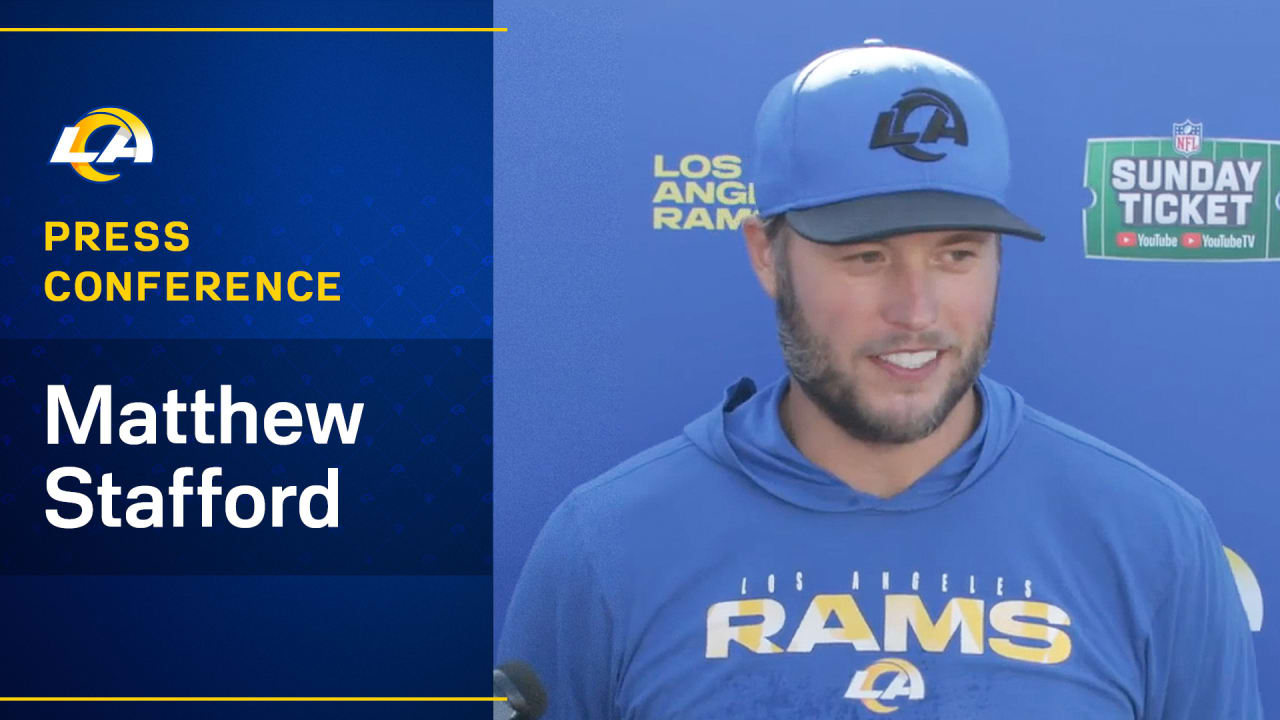 Inglewood, United States. 12th Sep, 2021. Rams Head Coach Sean McVay (L)  talks with quarterback Matthew Stafford during second quarter of game  against the Chicago Bears at SoFi Stadium on Sunday, September