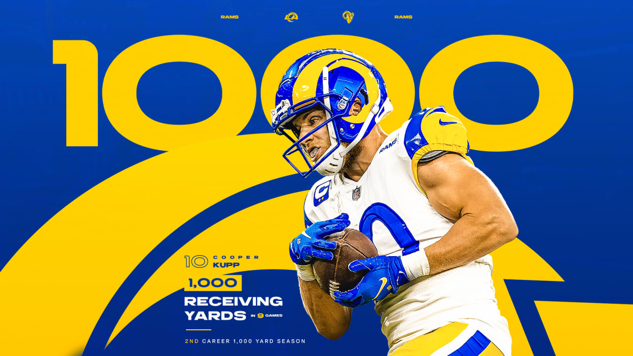 Rams wide receiver Cooper Kupp surpasses 1,000 receiving yards in nine  games, becomes franchise leader in receptions through first nine games in  single season