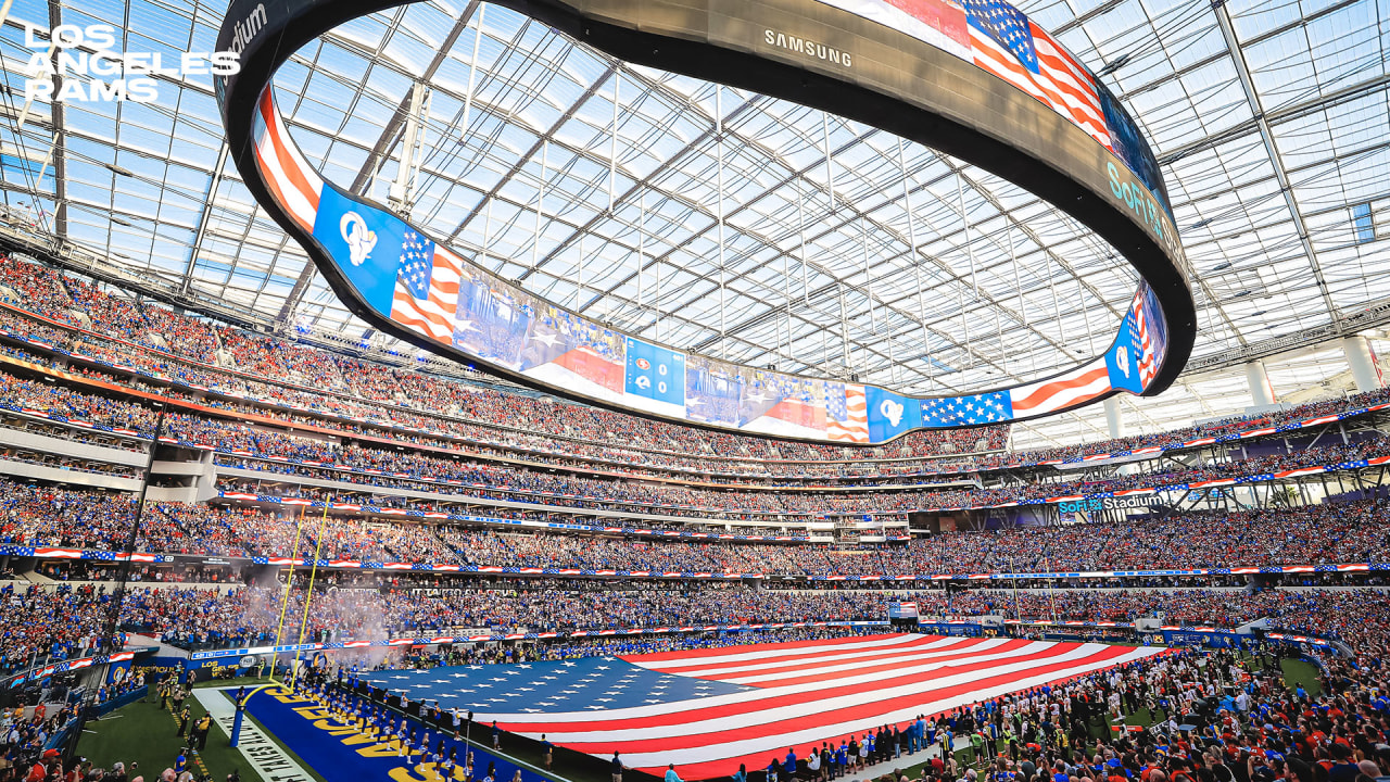 Inglewood, California, USA. 19th Sep, 2021. General view of SoFi Stadium  during player introductions during the NFL football game between the Los  Angeles Chargers and the Dallas Cowboys at SoFi Stadium in