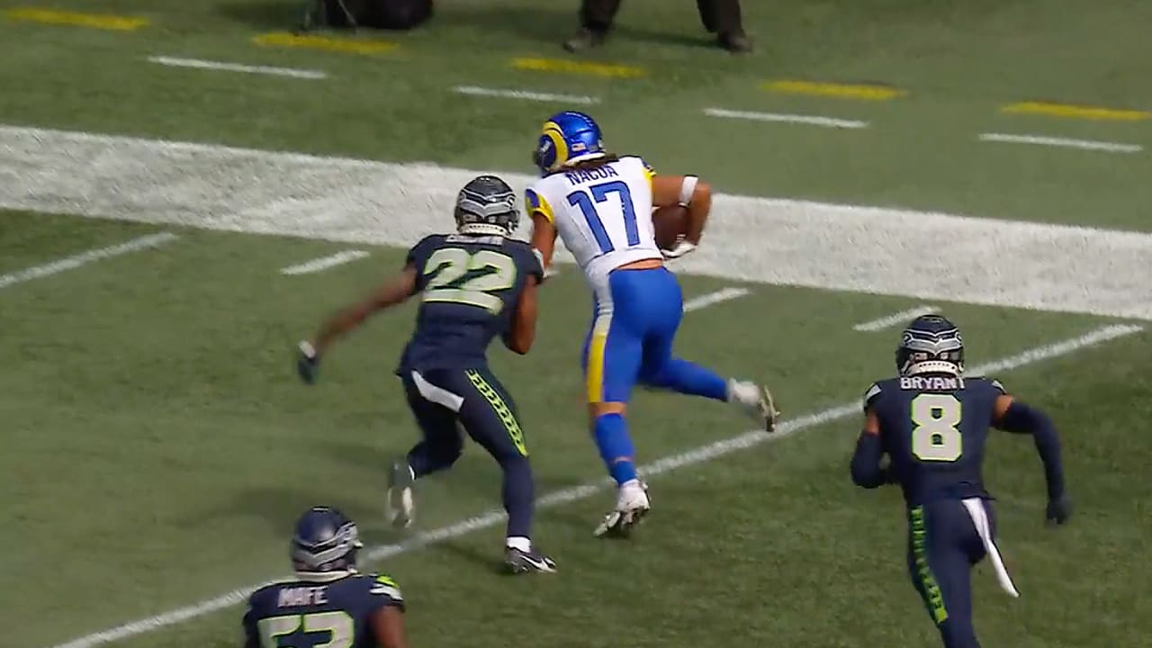 Los Angeles Rams wide receiver Puka Nacua's eye-catching one-handed catch goes  for 26-yard gain