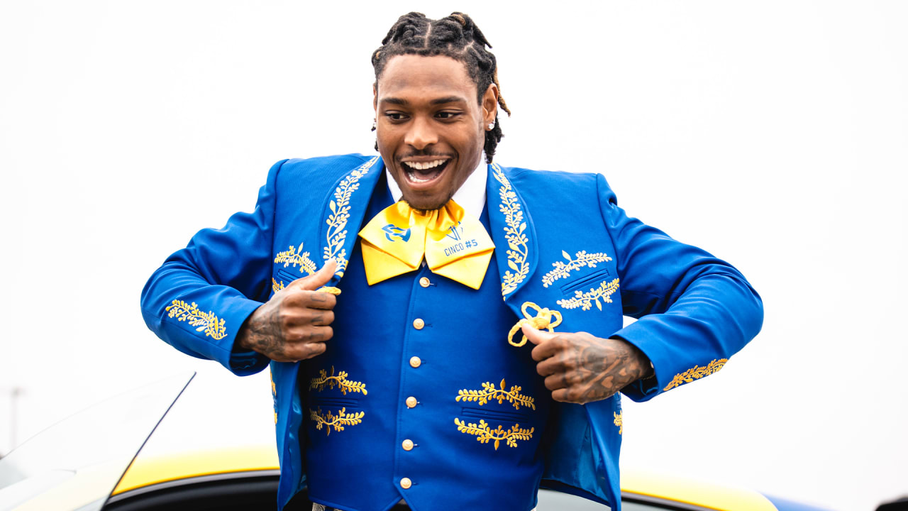 Los Angeles Rams defensive back Jalen Ramsey shows love to Rams Mariachi  Band and LA culture with his own custom mariachi suit