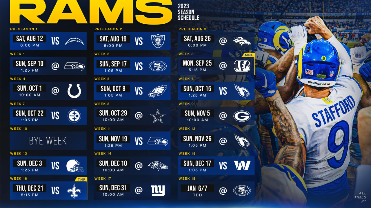 Los Angeles Rams Release Official 2023 Season Schedule Philadelphia 