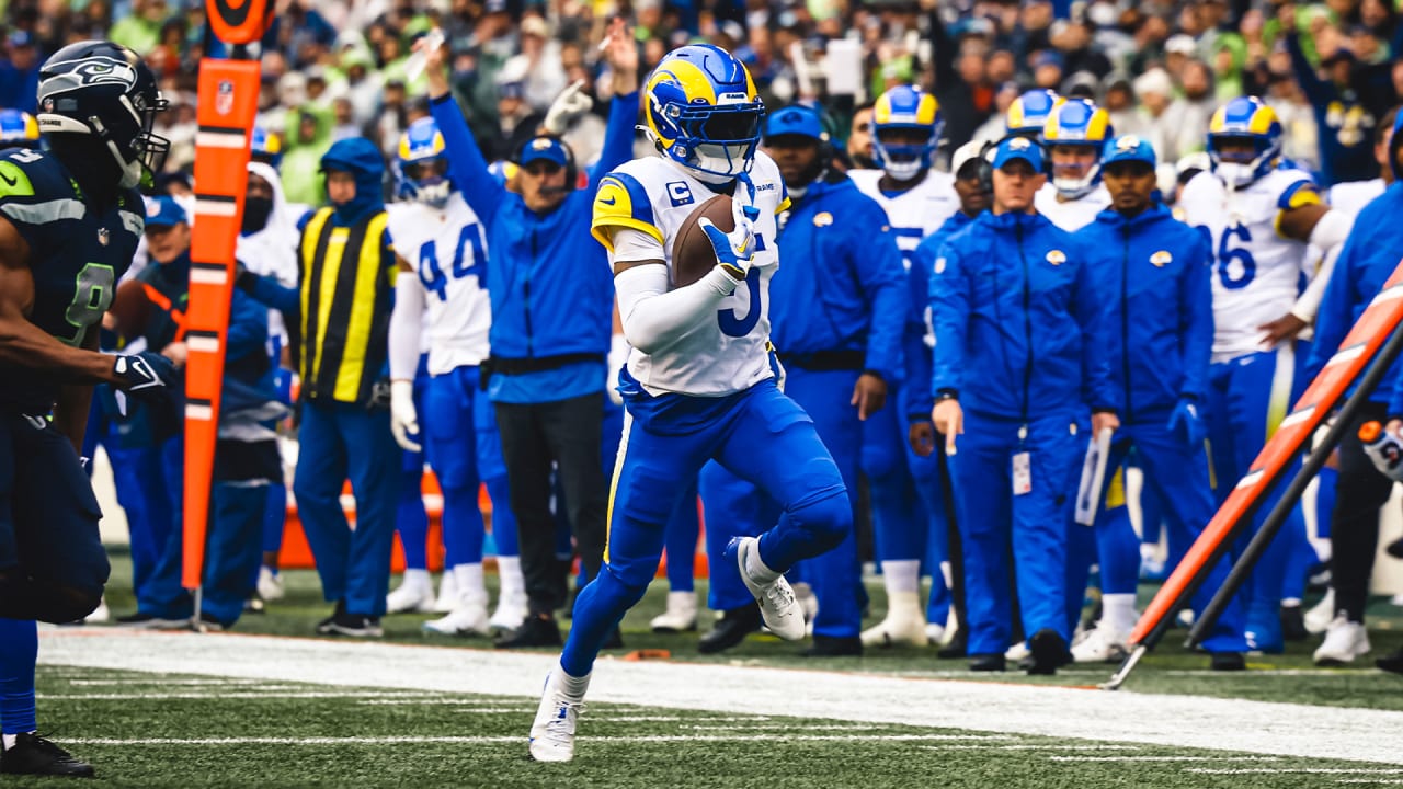 Los Angeles Rams defensive back Jalen Ramsey interception on first play of game Week 18 vs