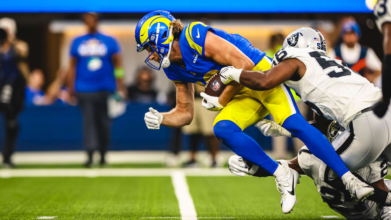 Los Angeles Rams wide receiver Ben Skowronek takes a quick screen up