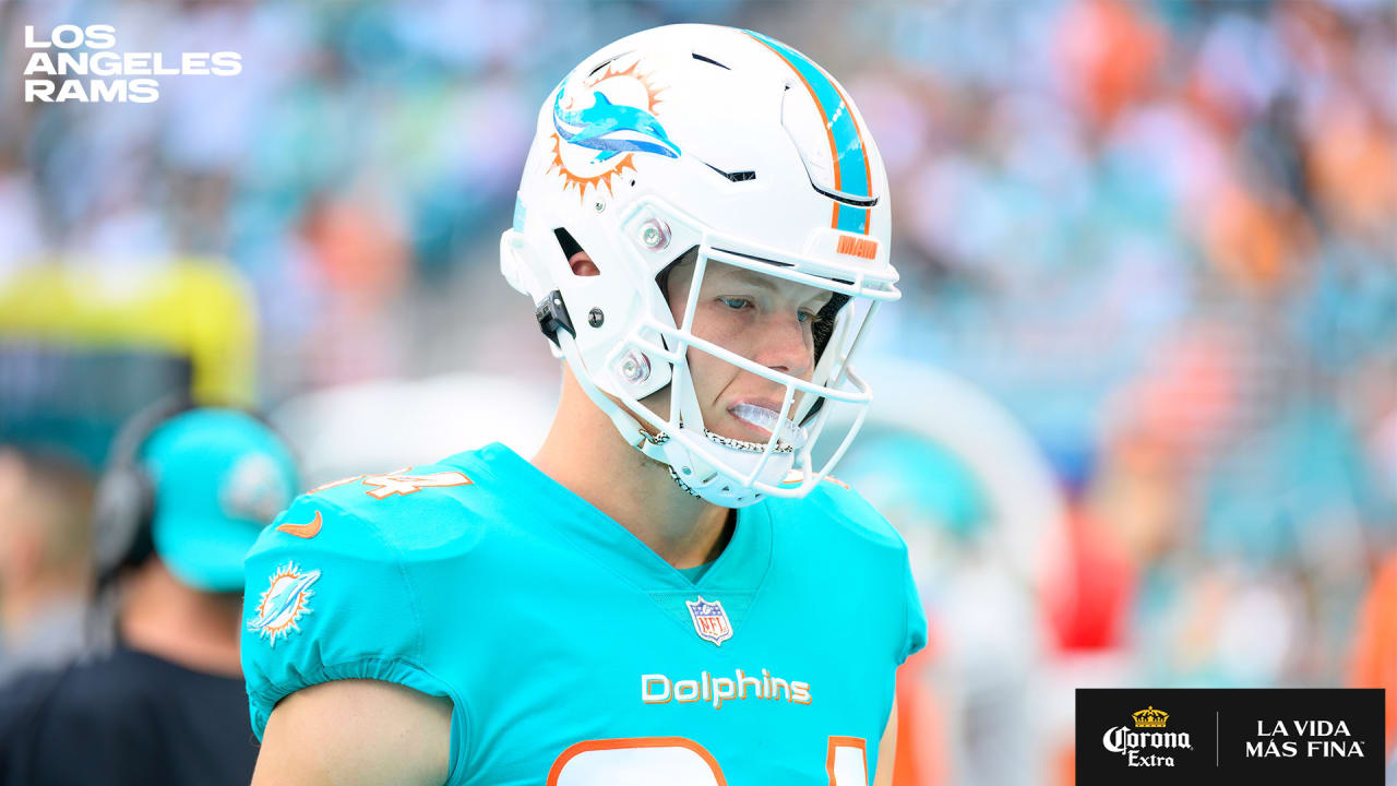 Miami Dolphins tight end Hunter Long (84) blocks Detroit Lions