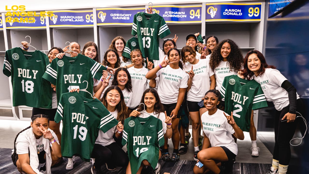 Los Angeles Rams & Chargers host jersey unveiling for Los Angeles Girls Flag Football League of Champions