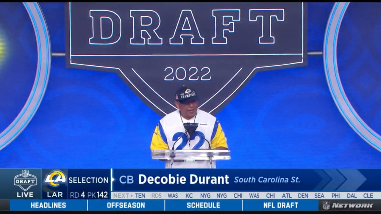 NFL on X: With the No. 142 overall pick in the 2022 @NFLDraft, the  @RamsNFL select Decobie Durant! 