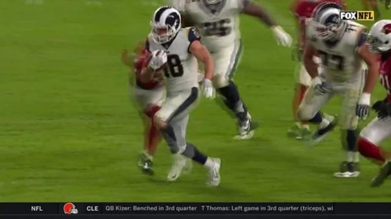 Los Angeles, CA, USA. 27th Sep, 2018. Los Angeles Rams wide receiver Cooper  Kupp #18 catches the pass and runs in for a 70 yard touchdown in action in  the second quarter