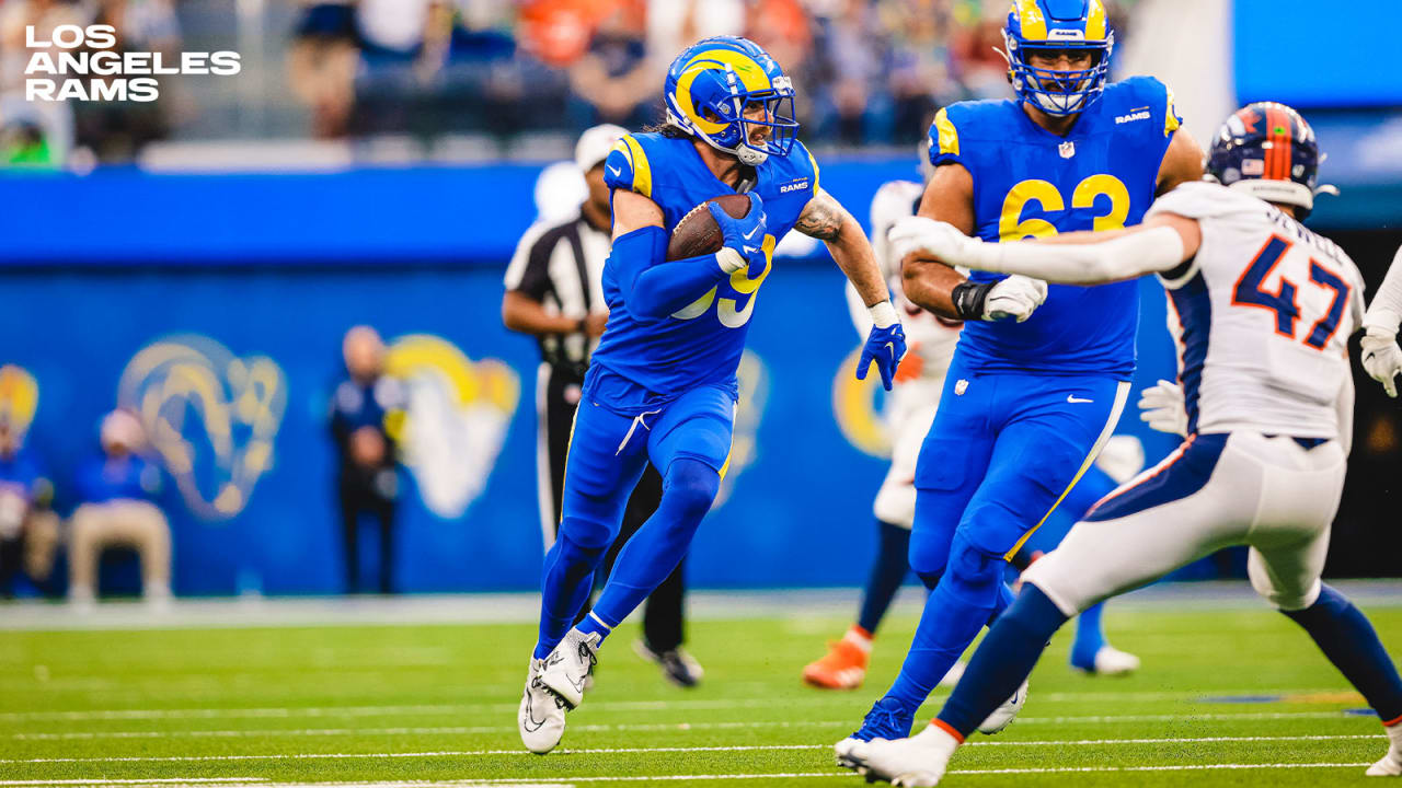 Los Angeles Rams tight end Tyler Higbee (89) makes a reception during a NFL  divisional playoff football game between the Los Angeles Rams and Tampa Bay  Buccaneers, Sunday, January 23, 2022 in