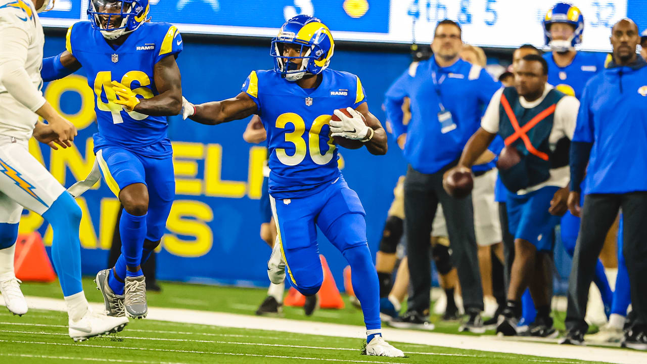 Los Angeles Rams running back Raymond Calais (30) warms up before an NFL  football game against the Houston Texans Tuesday, Aug. 23, 2022, in  Inglewood, Calif. (AP Photo/Ashley Landis Stock Photo - Alamy