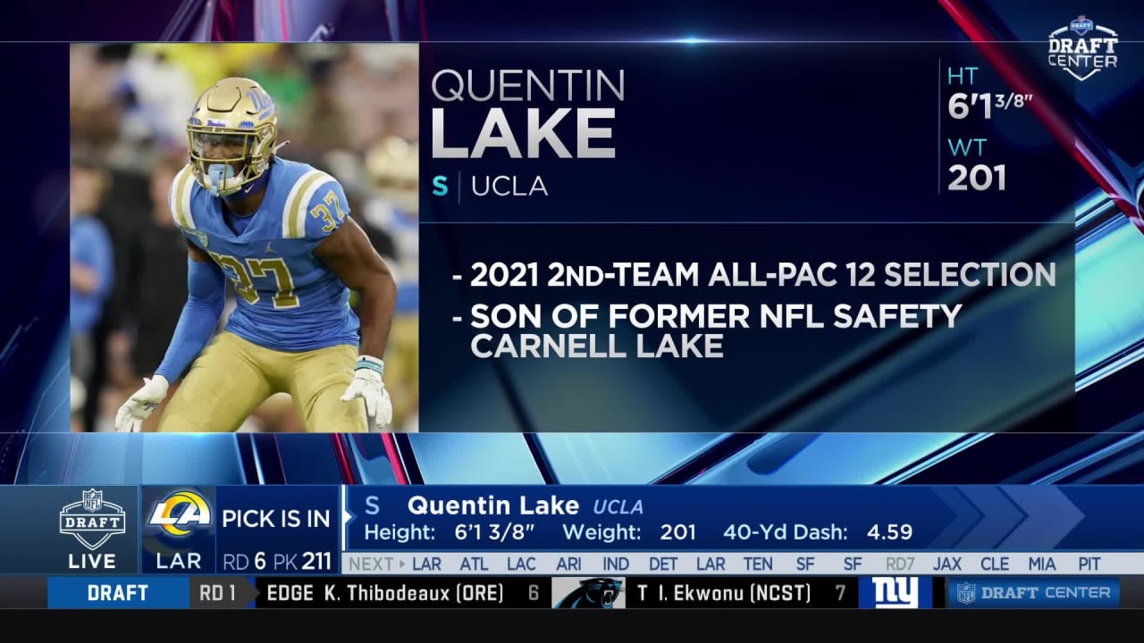 The pick is in UCLA DB Quentin Lake is selected by Rams with No. 211