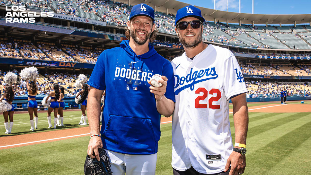 PHOTOS: Matthew Stafford throws first pitch for Rams Day at Dodger
