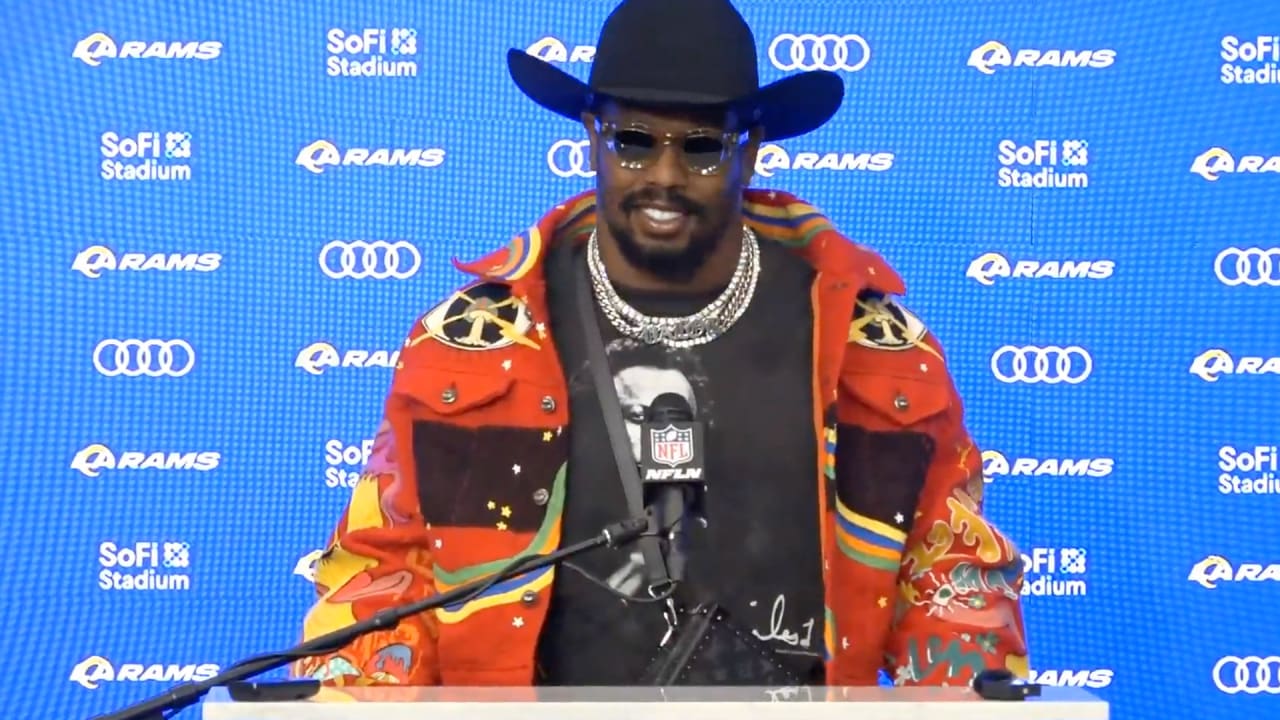 Los Angeles Rams outside linebacker Von Miller reacts to the Rams' Super Wild  Card win over their NFC West rival Arizona Cardinals in the 2021-22 NFL  playoffs