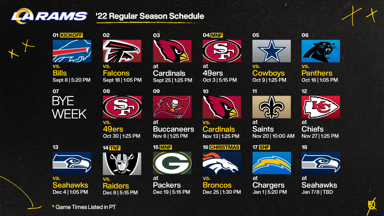 2022 Los Angeles Rams Schedule: Complete schedule, tickets and matchup  information for 2022 NFL season