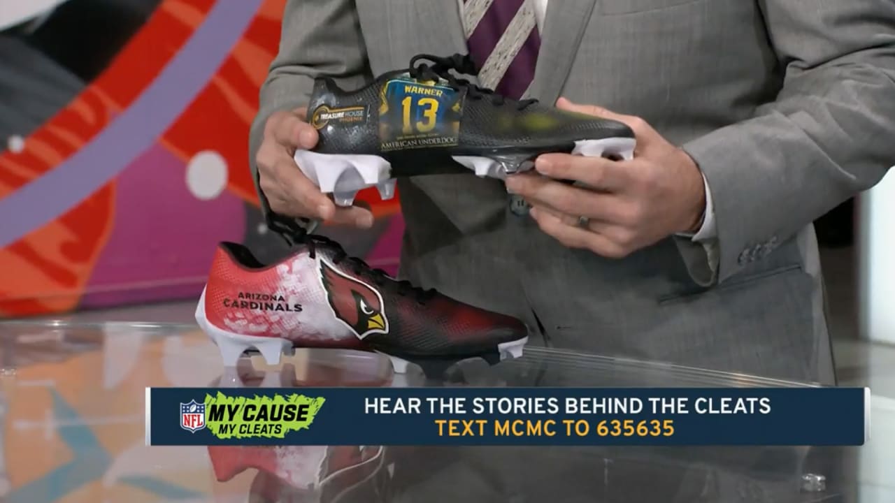 Kurt Warner shows off his My Cause My Cleats spikes