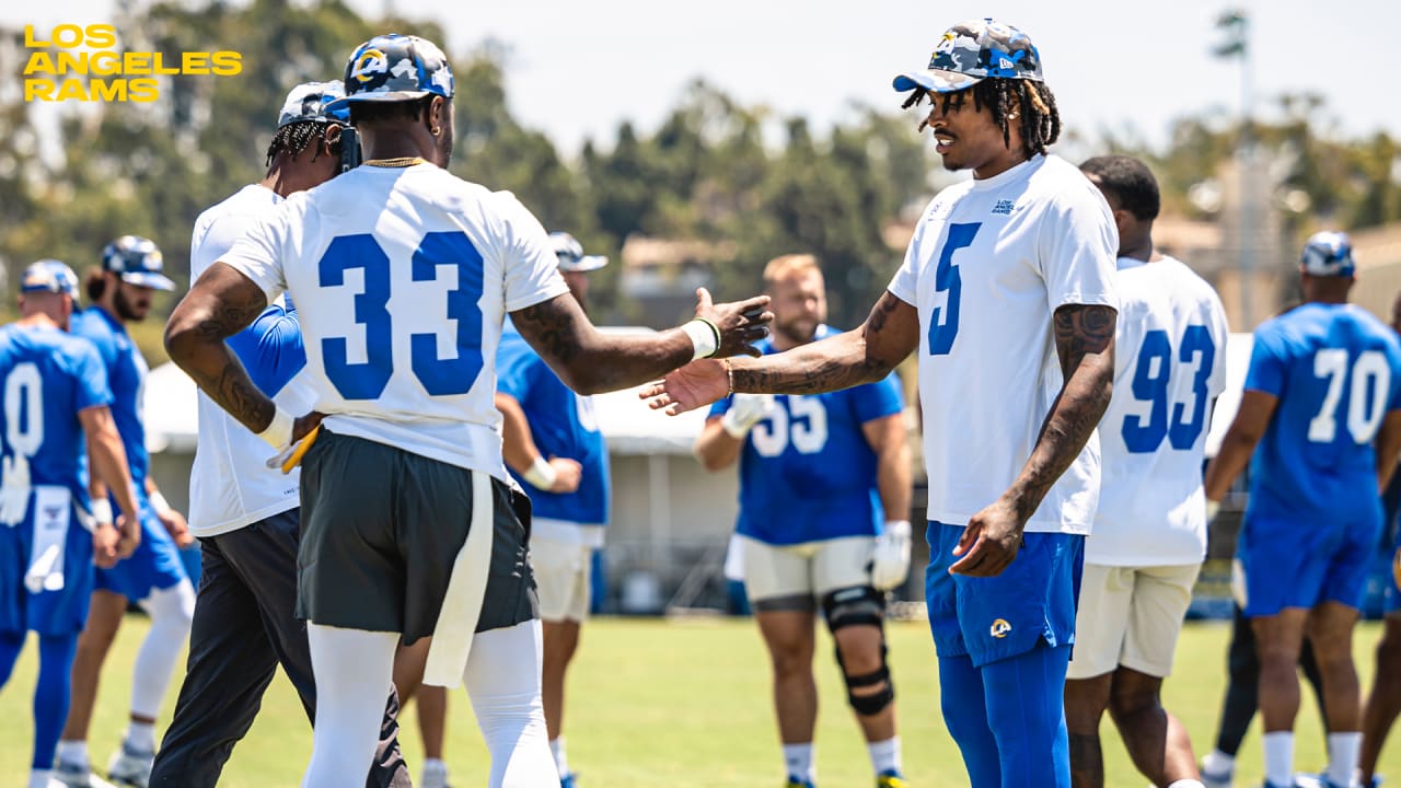 Los Angeles Rams defensive back Jalen Ramsey takes part in drills at the  NFL football team's practice facility Monday, Aug. 1, 2022, in Irvine,  Calif. (AP Photo/Jae C. Hong Stock Photo - Alamy