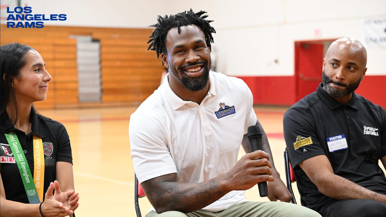 Rams Legend Steven Jackson & World Games Flag Football Athletes visit