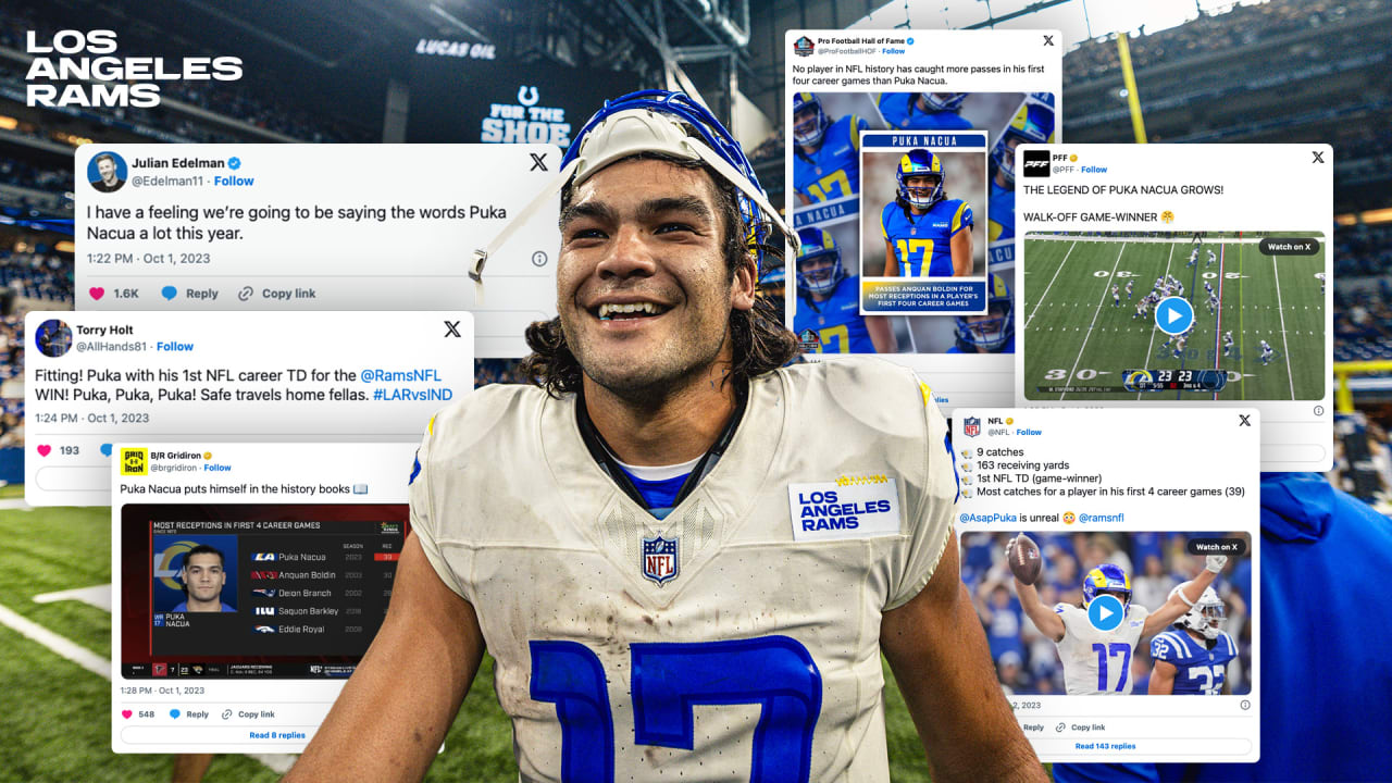 Rams' Puka Nacua sets new NFL rookie record after incredible