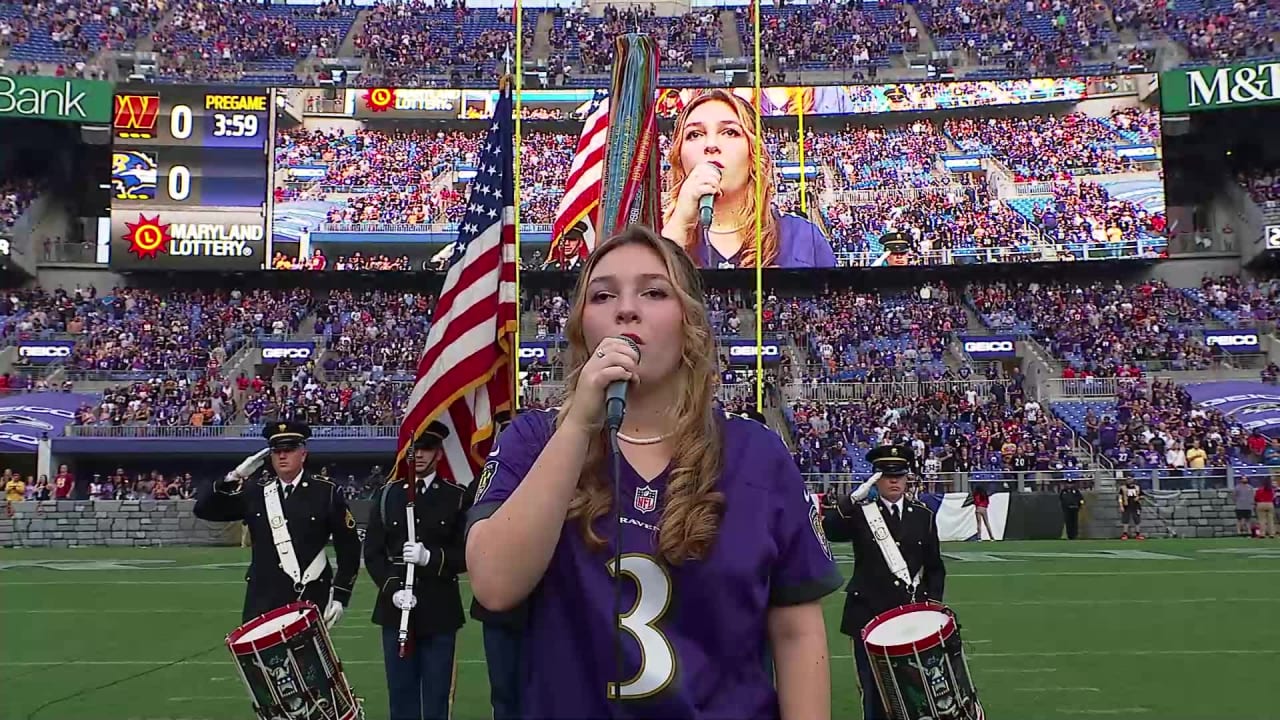 yan Brown, Daughter of Ravens Special Teams Coach Randy Brown, Sings  National Anthem