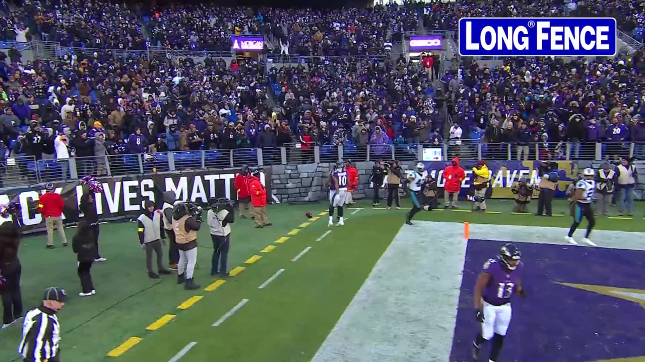 Ravens Stomp & Celebrate on Titans Logo After Clutch Interception 