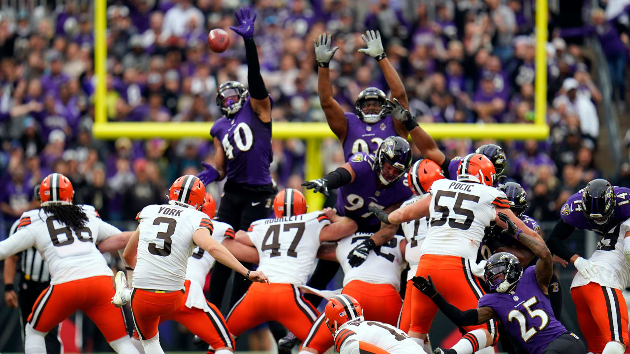 Ravens Block GameTying Field Goal Attempt RavensBrowns Week 7