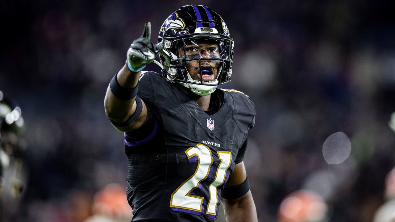 Baltimore Ravens cornerback Brandon Stephens (21) stands on the