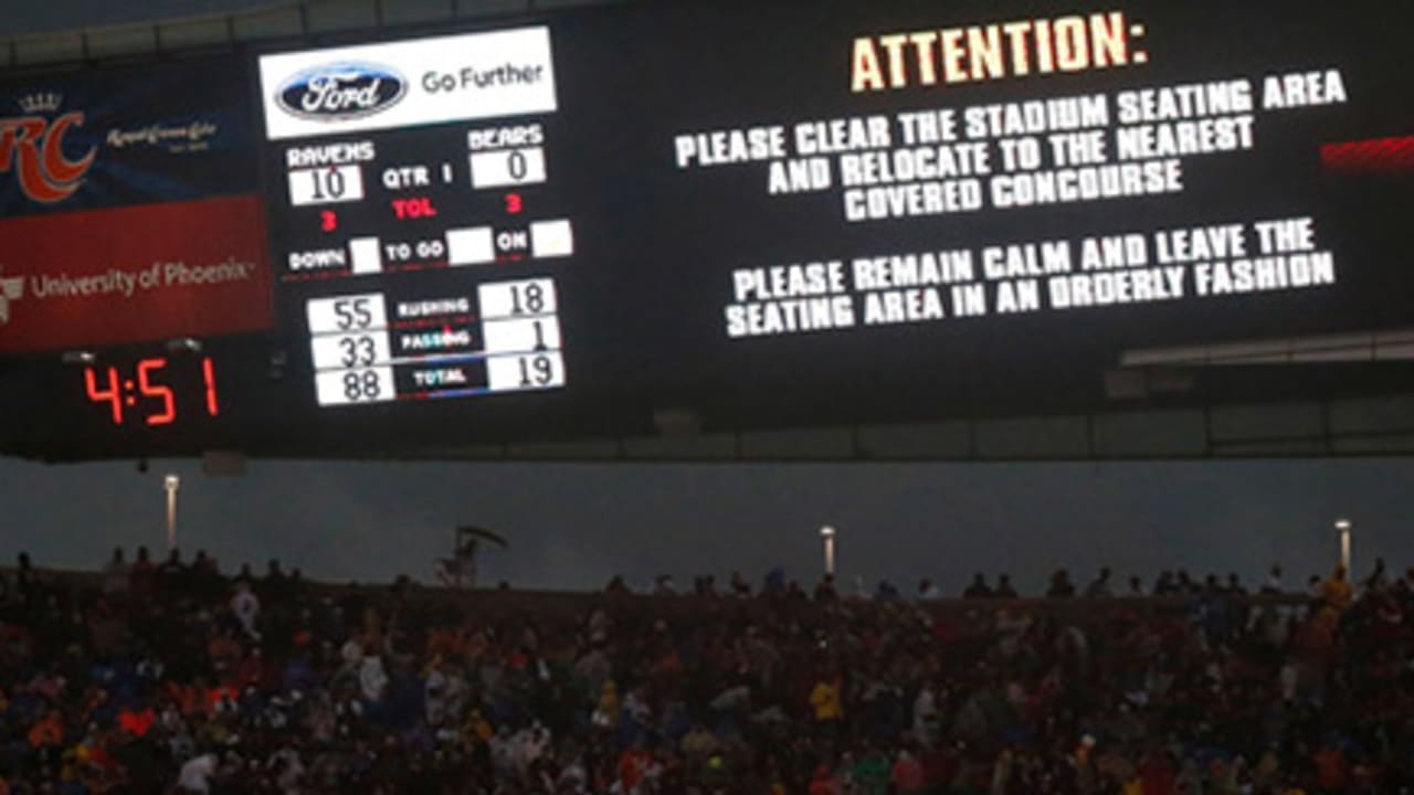 Bears-Ravens game in Chicago resumes after two-hour weather delay