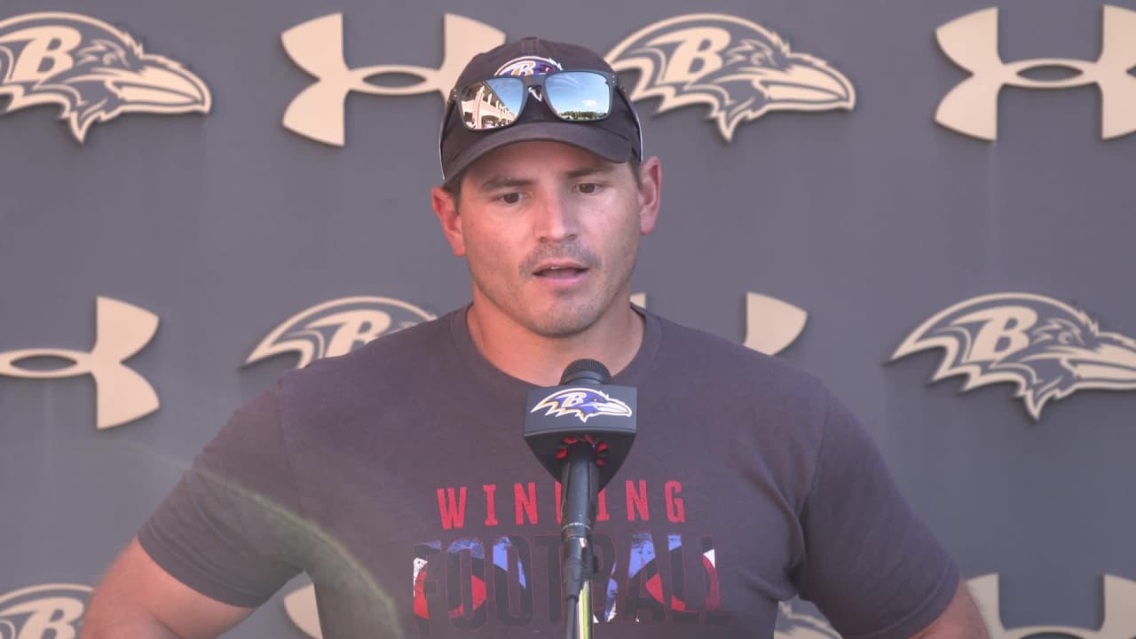 Baltimore Ravens tight end Mark Andrews answers questions from reporters  after an NFL football team practice, Tuesday, June 14, 2022, in Owings  Mills, Md. (AP Photo/Gail Burton Stock Photo - Alamy