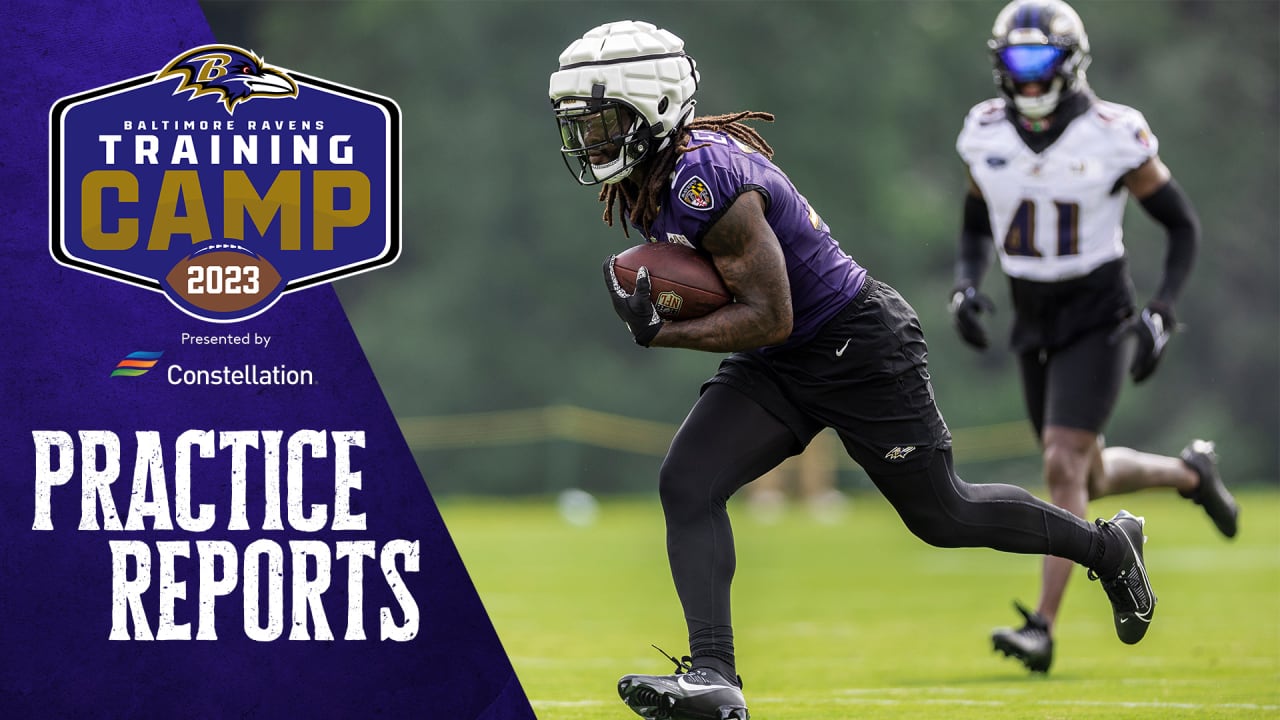 Huntley Rocks Comfortable Footwear After Ravens Practice