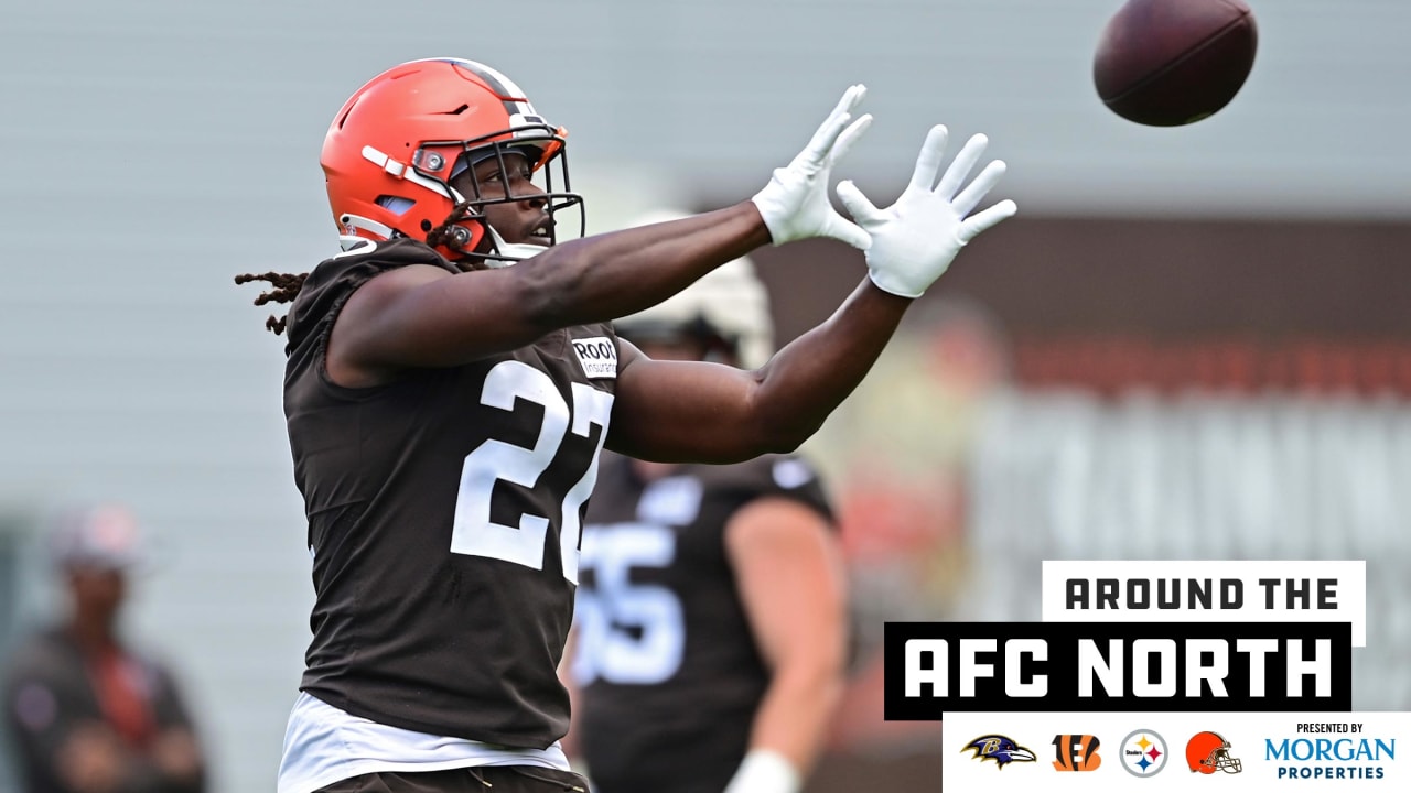 Browns' Kareem Hunt dons Nick Chubb shirt in return to Cleveland