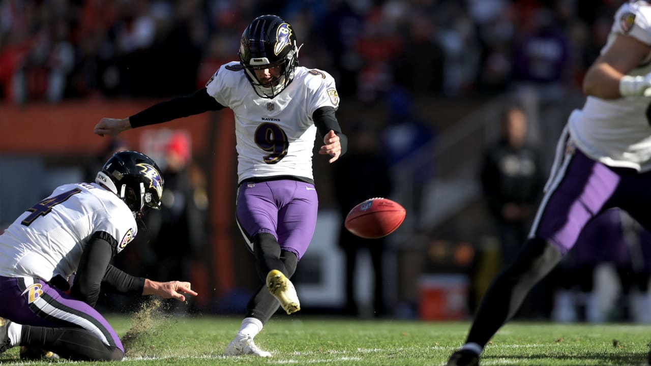 Baltimore Ravens at Cleveland Browns, Monday Night Football, Week 14,  FirstEnergy Stadium, Justin Tucker, Field Goal