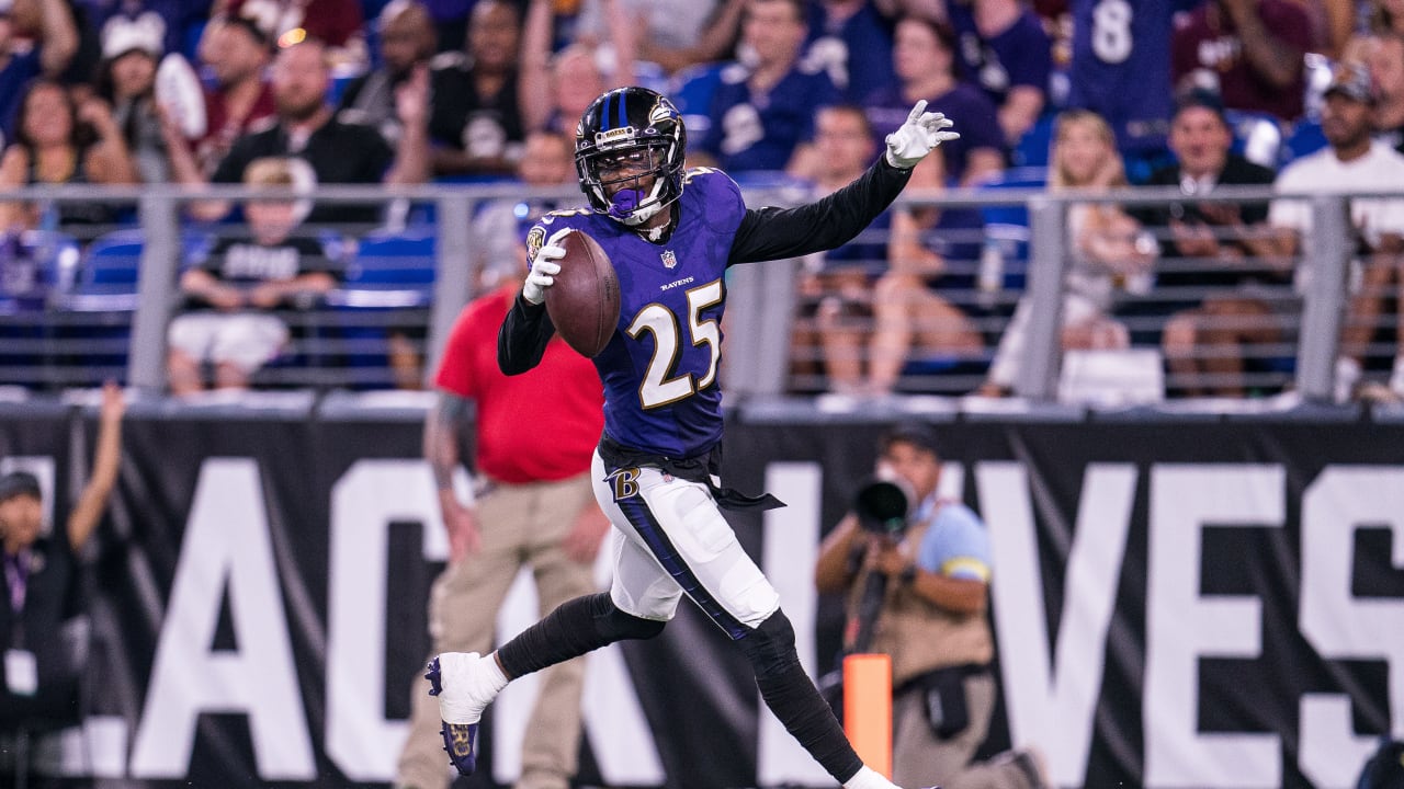 Baltimore Ravens cornerback Kevon Seymour (25) reacts during the