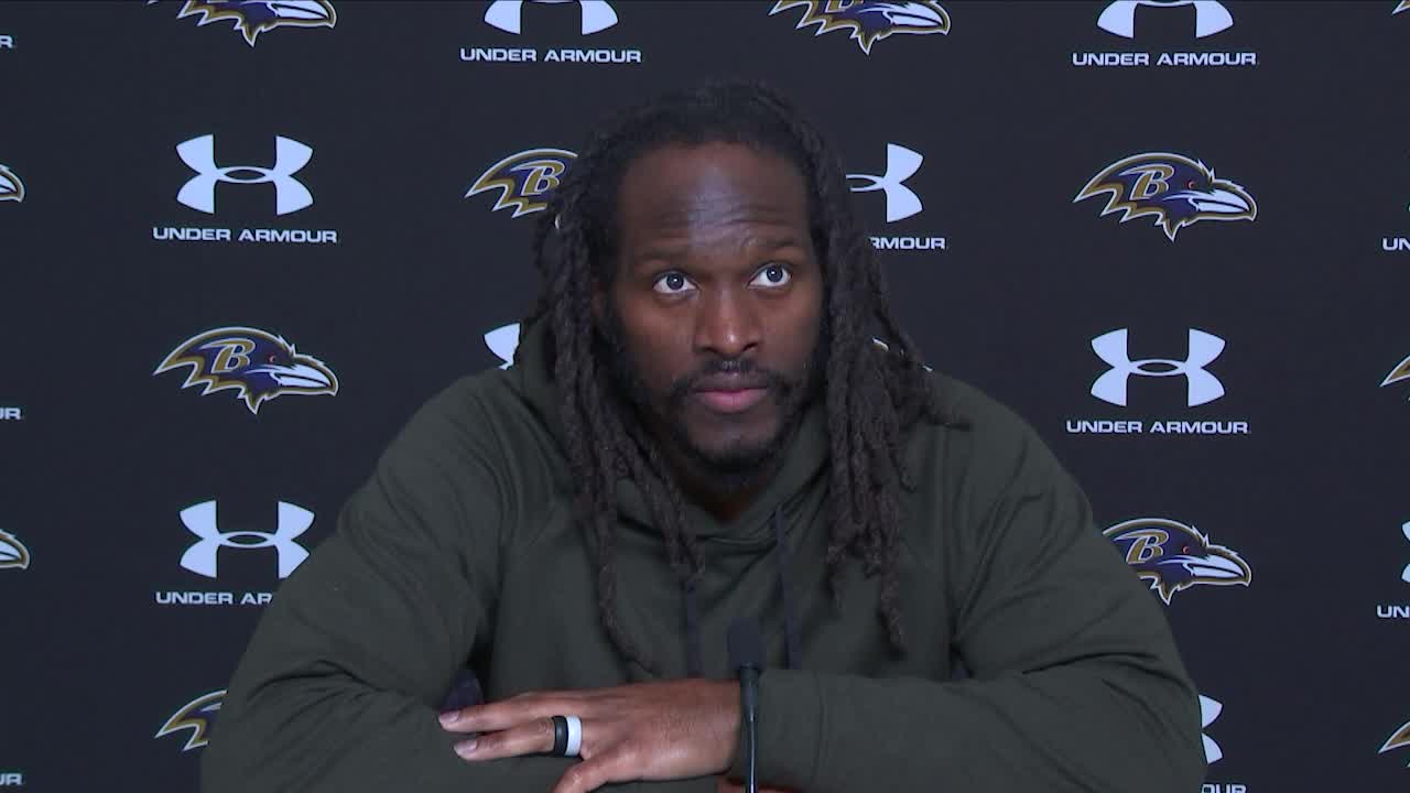 Josh Bynes on field for Ravens' Super Bowl anniversary 