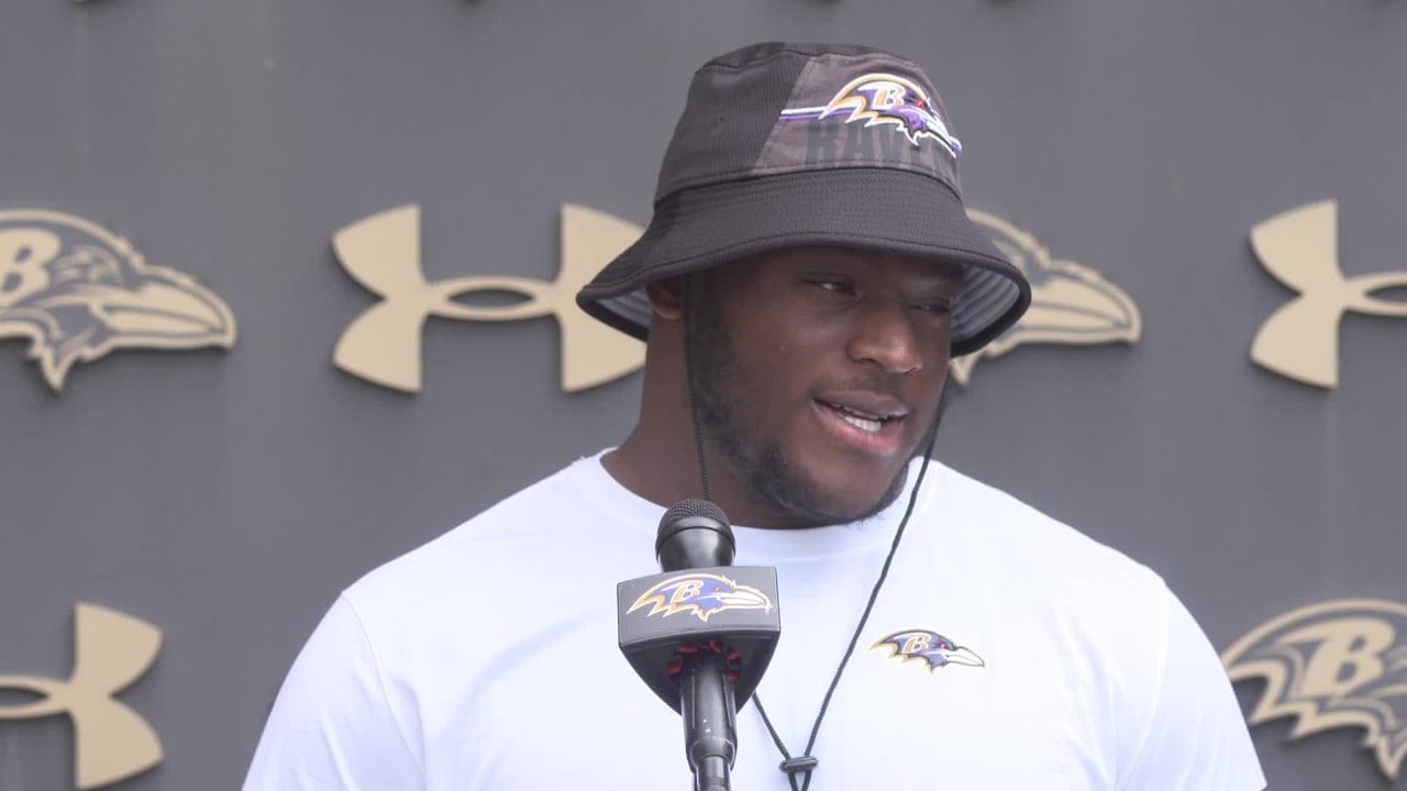 Baltimore Ravens defensive tackle Justin Madubuike chases down