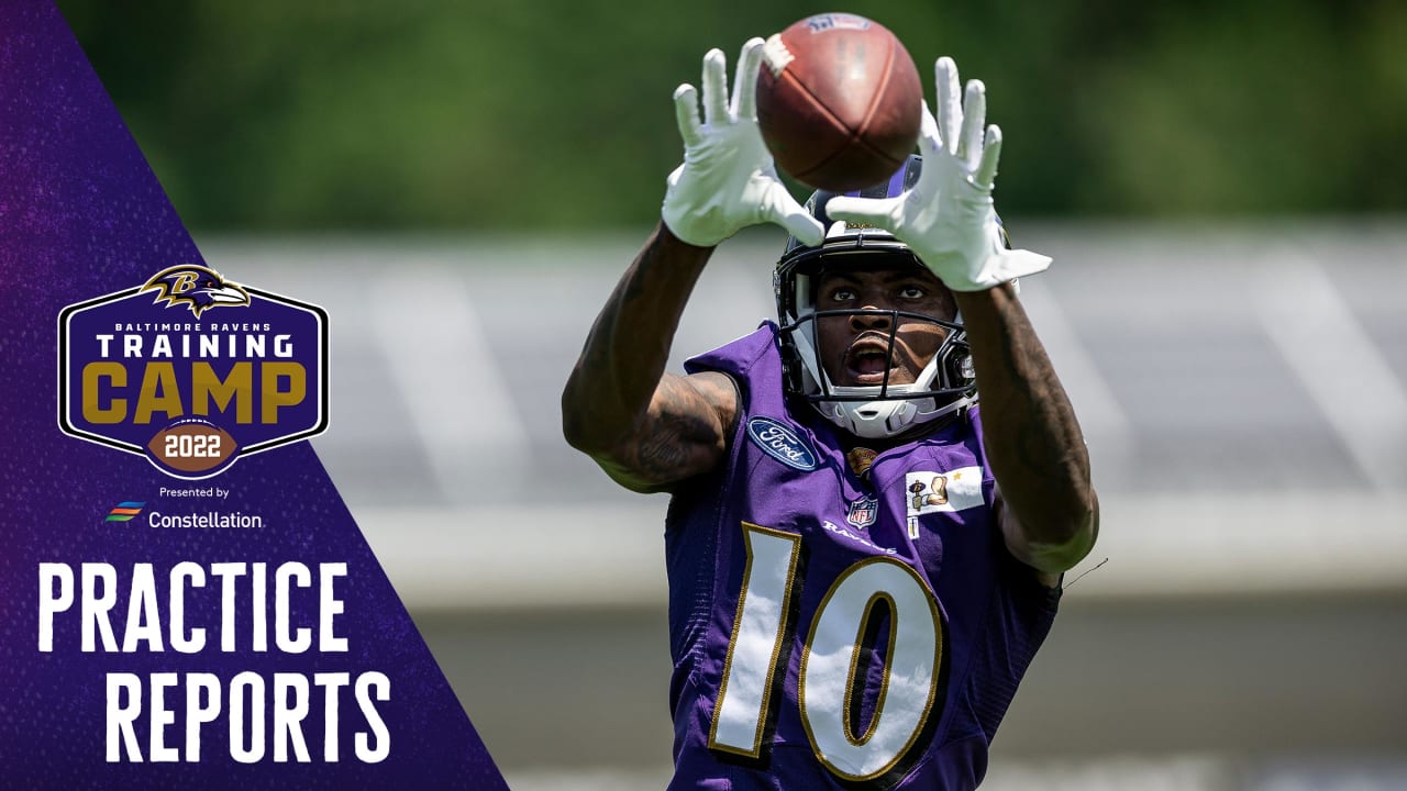 Baltimore Ravens wide receiver Jaylon Moore warms up prior to an