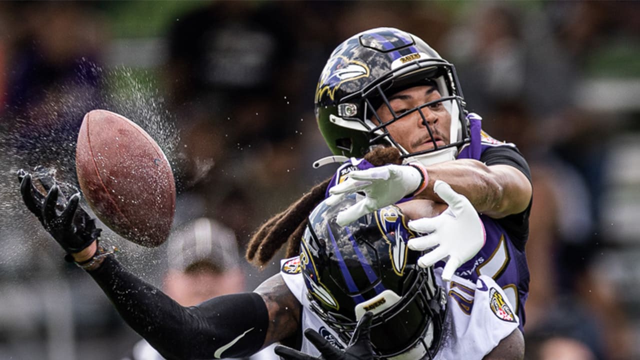 Baltimore Ravens wide receiver Shemar Bridges (85) during the