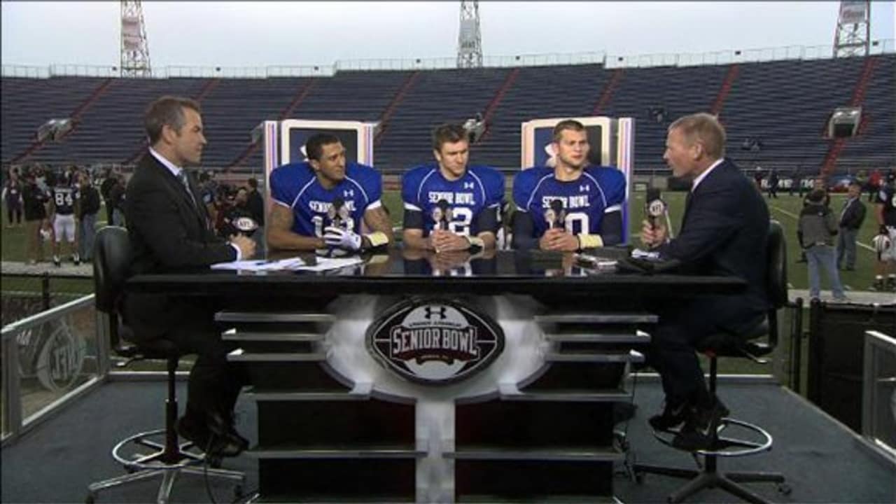 Senior Bowl QBs on set