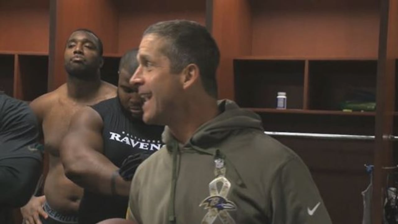 Ravens Celebrate Titans Win In Locker Room