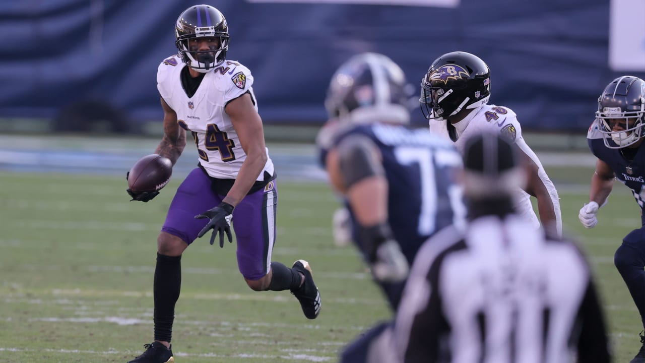 Baltimore Ravens at Tennessee Titans, Wild Card, Playoffs, AFC, Nissan  Stadium, January 10, 2020, Post-Season, Marcus Peters, Interception