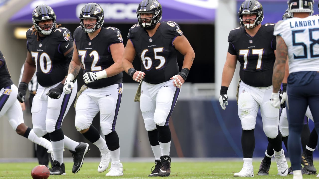 Tennessee Titans vs. Baltimore Ravens, M&T Bank Stadium, Week 11, 2020,  Offensive Line, Ben Powers, Patrick Mekari