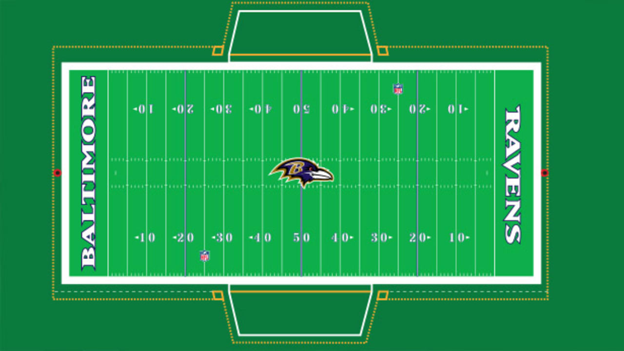 The Baltimore Ravens logo is seen on the 50 yard line at M&T Bank Stadium  before